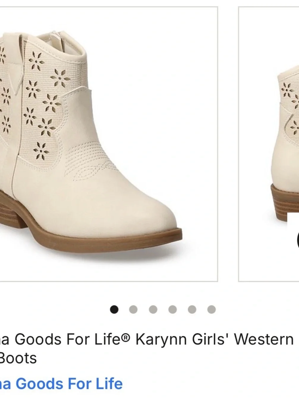 Sonoma Goods for Life Karynn Girls' Western Ankle Boots in Bone with floral cuto